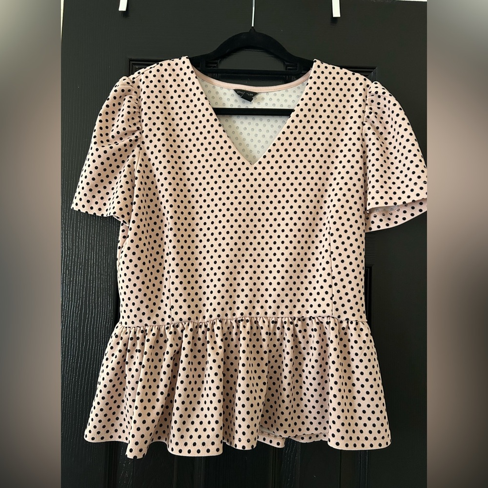 Ann Taylor Pink Polka Dot Blouse